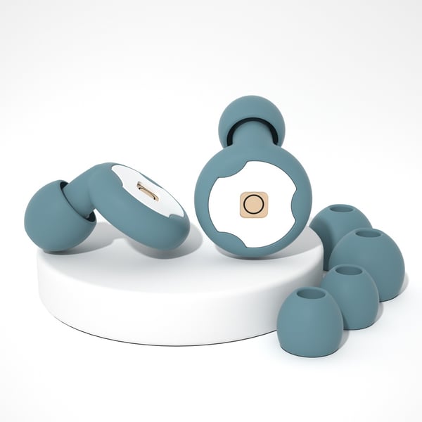 Brusreducerande öronproppar med förvaringsfodral Grey+Blue