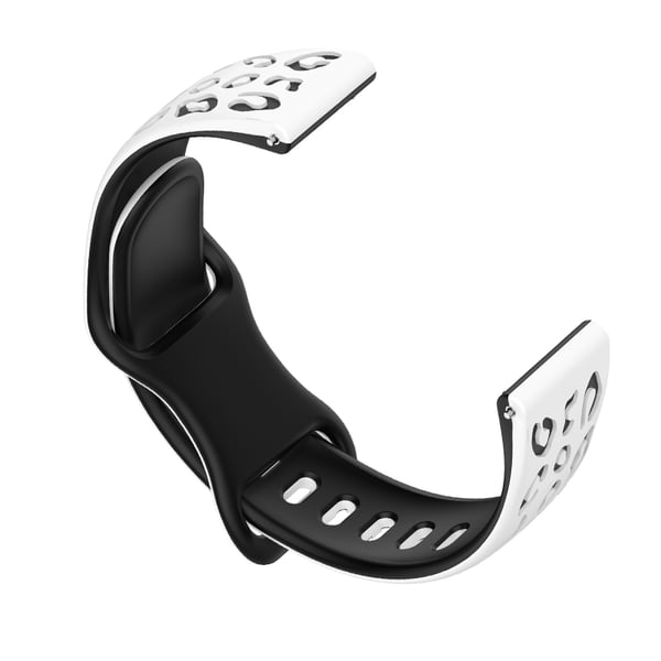 To-tonet silikonreim for Huawei GT4/5, Samsung, Garmin White+Black 22 mm