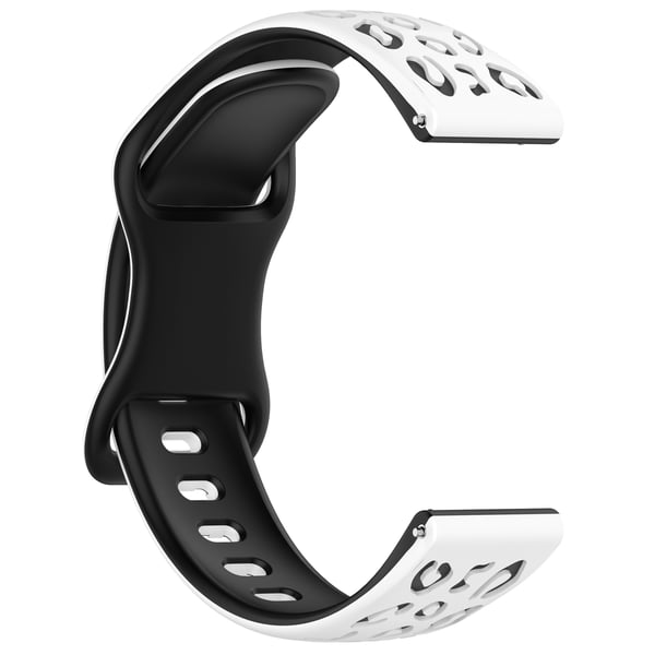 To-tonet silikonreim for Huawei GT4/5, Samsung, Garmin White+Black 20 mm