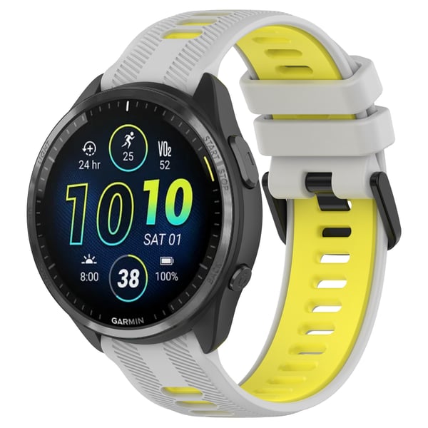 Harmaankeltainen silikoniranneke Garmin Forerunner 965:lle