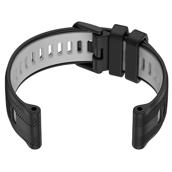 Musta ja harmaa silikoniranneke Garmin Forerunner 965:lle