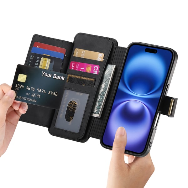 Samsung A25 -puhelimeen lompakkokotelo, jossa sormuspidike