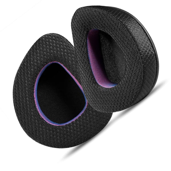 Svarte og lilla stofføreputer til ASUS ROG-headset