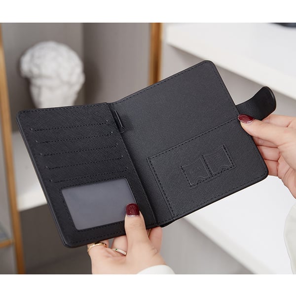 RFID-blokerende pung, slank rejsepas-etui med lynlås Black