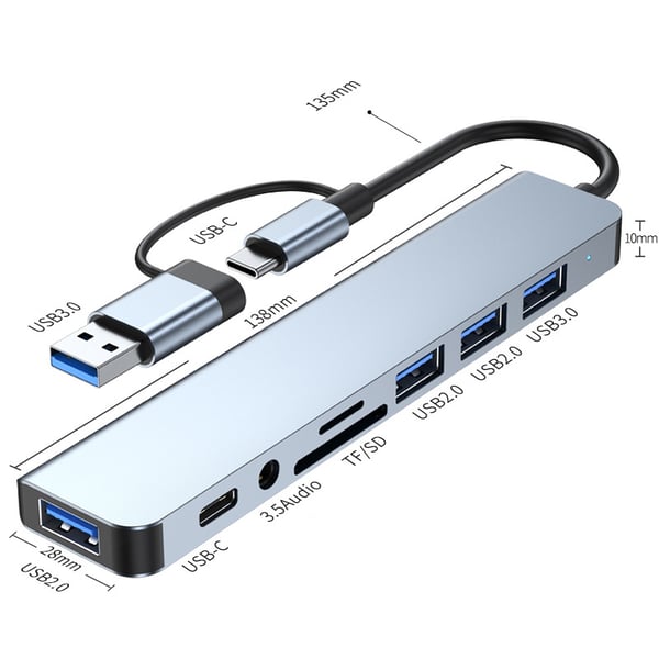 8-i-1 Type-C Hub-adapter til bærbare computere - Model 2218TU