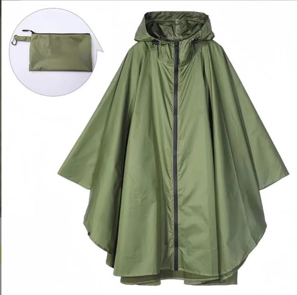 Vattentät Vandringsregnponcho med Huva, Lätt Regnjacka för Utomhuscamping DarkGreen