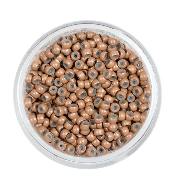 Nano silikonforede mikroringer for hårextensions LightBrown