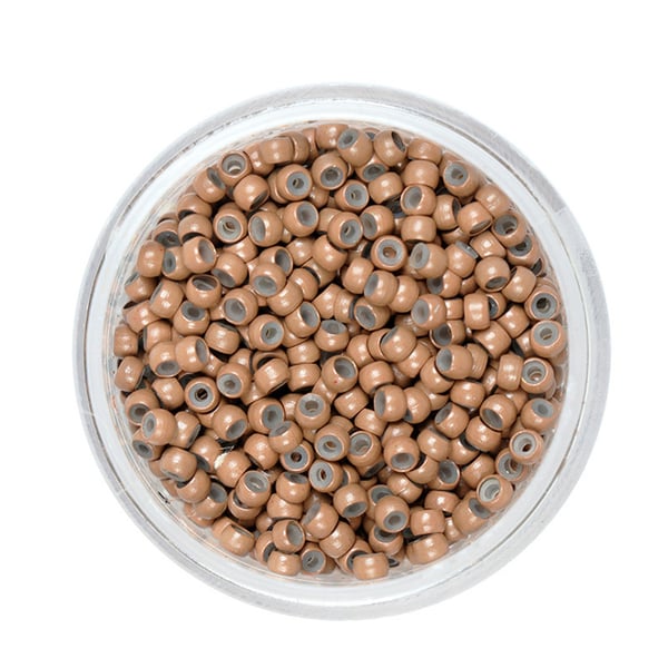 Nano silikonforede mikroringer for hårextensions LightBrown
