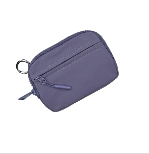 Nylon-møntpung til kvinder, lille pung med nøglering Purple