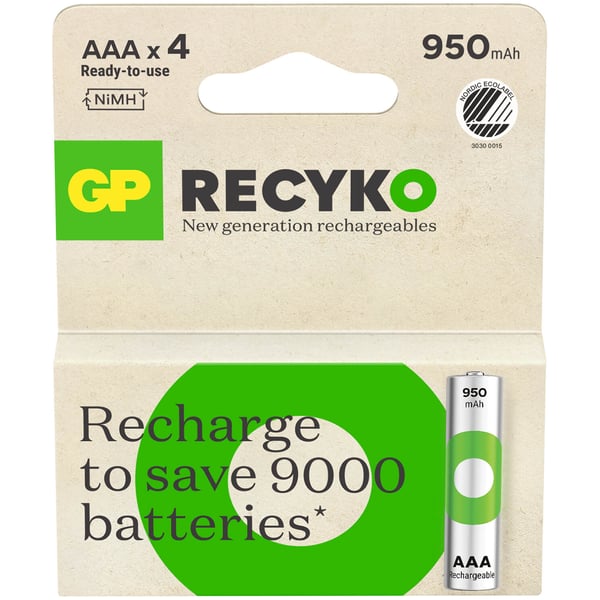 Batteri Recyko NiMH AAA HR03 950mAh 4-Pak
