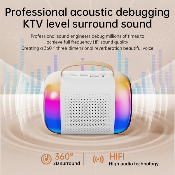 Y5-Dobbel Mikrofon Karaoke Maskin med Bluetooth Høyttaler