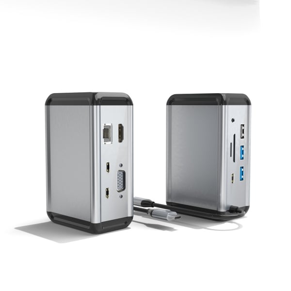 12-in-1 USB-C Hub -sovitin HDMI:llä, VGA:lla, Ethernetillä ja muilla ominaisuuksilla
