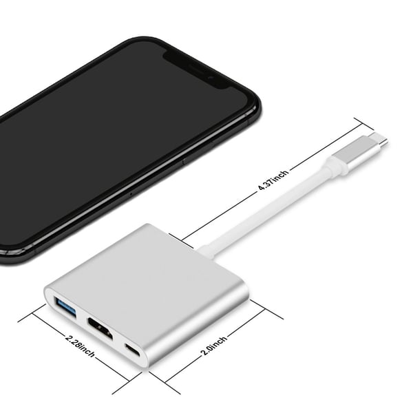 3-i-1 USB-C-hub med HDMI, USB 3.0 og PD-lading