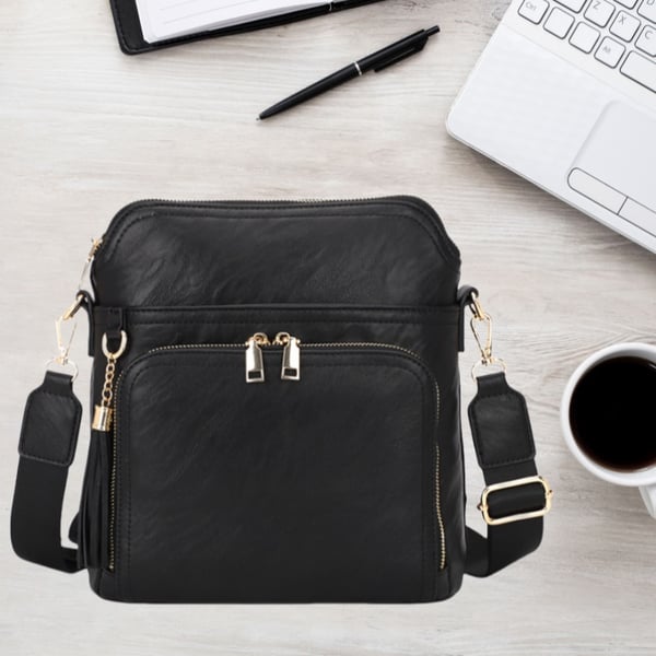 Stilfuld skuldertaske til kvinder | Elegant sort håndtaske Black