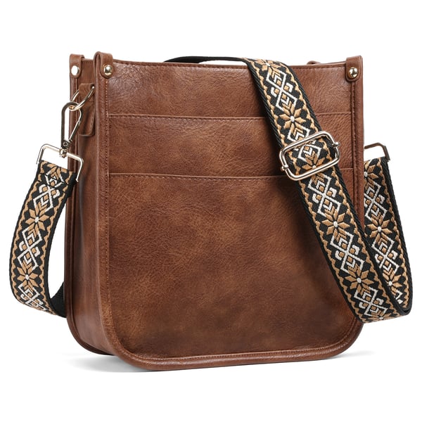 Stilig PU Tote Bag for kvinner: Crossbody Skulderveske Brown