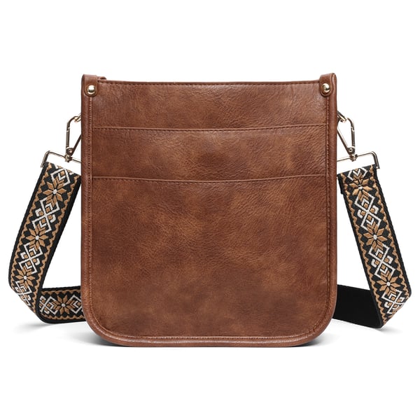 Stilig PU Tote Bag for kvinner: Crossbody Skulderveske Brown