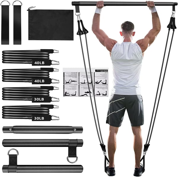 Pilates Bar Kit med Modstandsbånd - Hjemmegymnastikudstyr