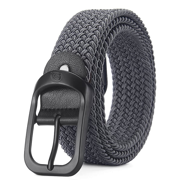 Herre Elastisk Vævet Bælte - 110cm Justerbart Kanvas Bælte med Spænde Grey
