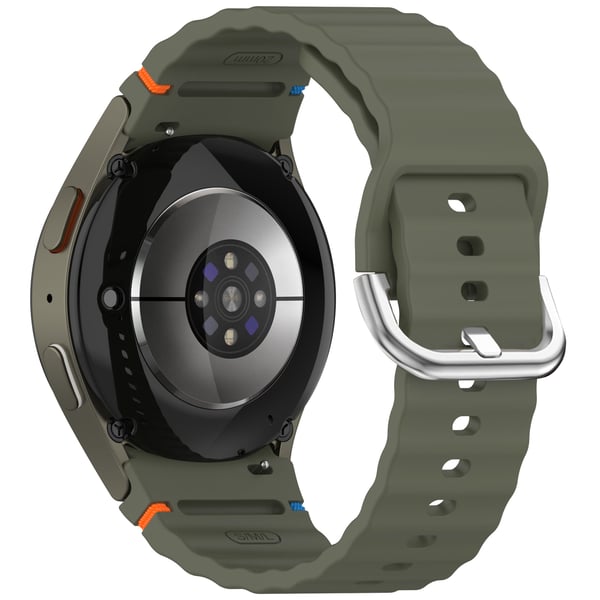 Samsung Watch 7 Wave Strap - Sølvspenne (blekningsbestandig) - Armégrønn