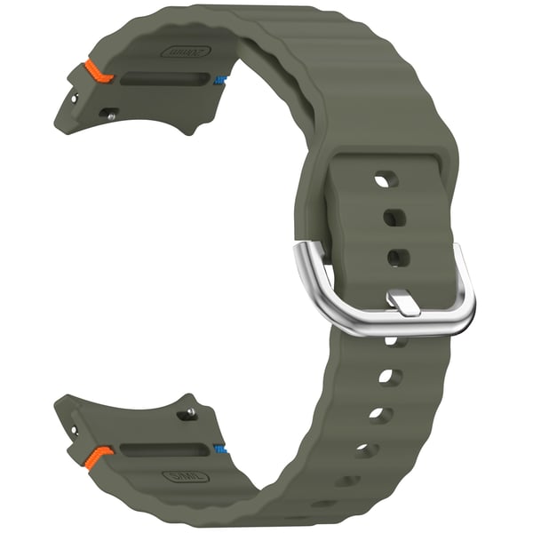 Samsung Watch 7 Wave Strap - Sølvspenne (blekningsbestandig) - Armégrønn