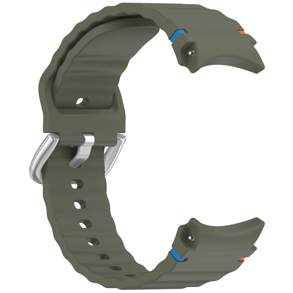 Samsung Watch 7 Wave Strap - Sølvspenne (blekningsbestandig) - Armégrønn