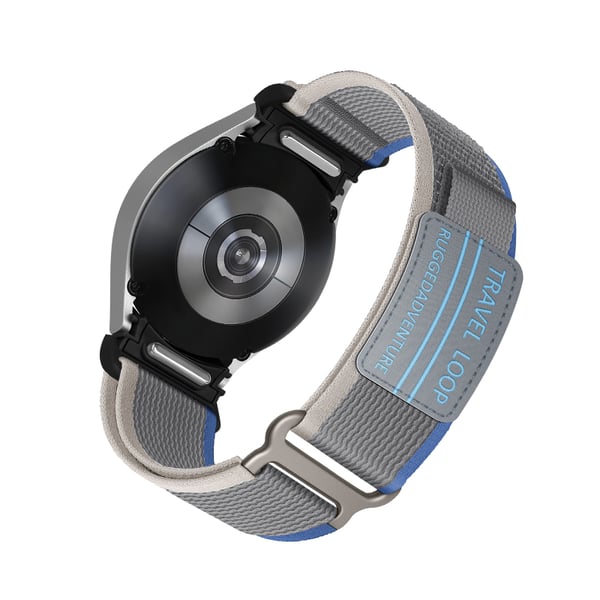Klokkerem i vevd nylon for Samsung Watch 4/5/6/7/FE Blue + Grey M