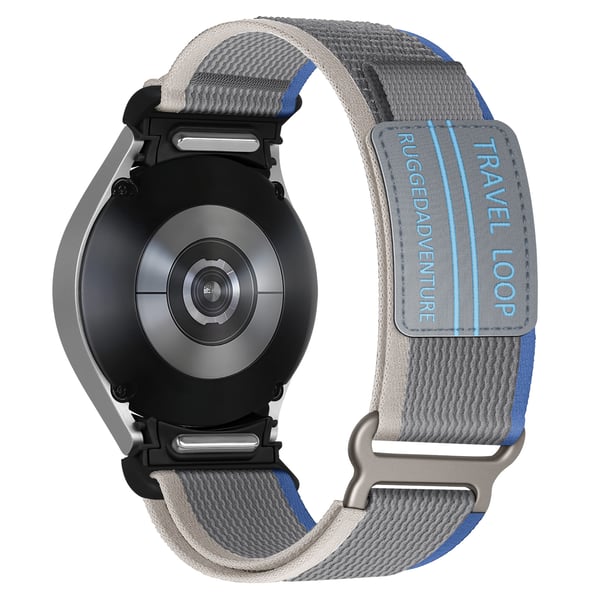 Klokkerem i vevd nylon for Samsung Watch 4/5/6/7/FE Blue + Grey M