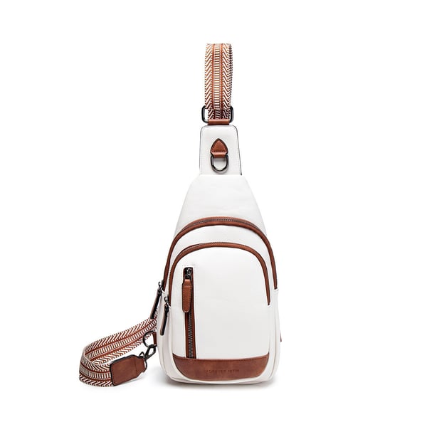 Smart kontrastfarvet brysttaske til kvinder White+Brown