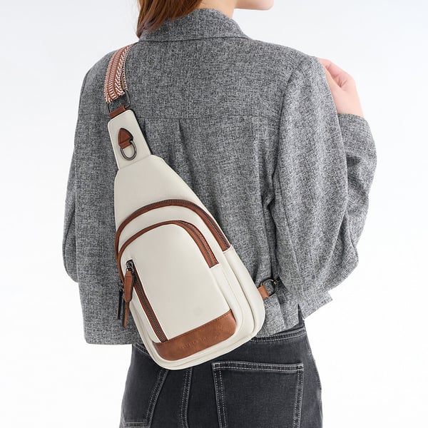 Smart kontrastfarvet brysttaske til kvinder White+Brown