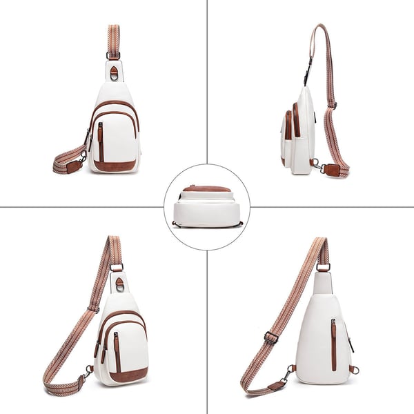 Smart kontrastfarvet brysttaske til kvinder White+Brown