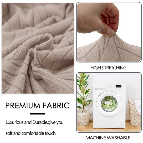 Elastiske stoltrekk til spisestue, myk bladjacquard stolbeskytter Beige