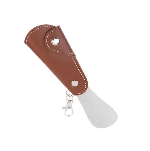 Ergonomisk skohorn med nøkkelring - Enkel å ta på sko Brown