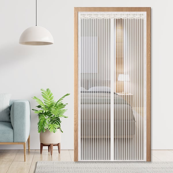 Magnetiskt myggnät för dörr, 90x210cm, vit