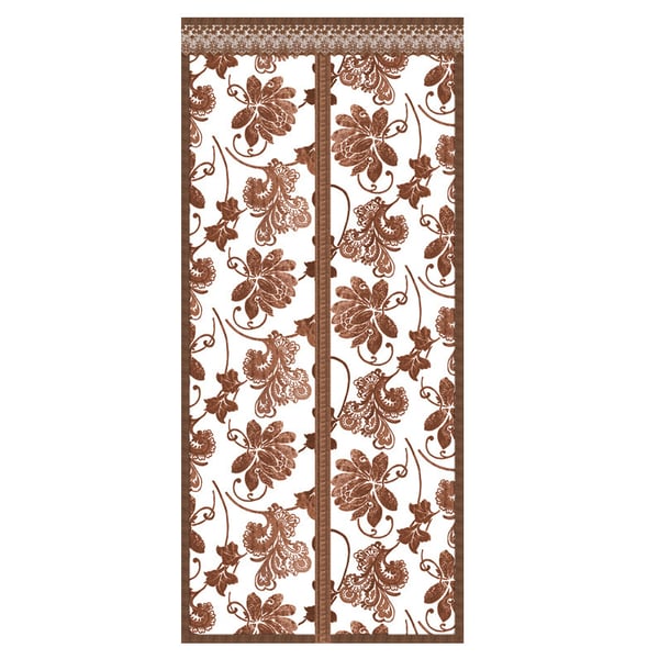 Kirjailtu Pioni Kahvi Magneettinen Näyttö Oviverho 70x200cm