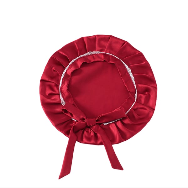 Silkkinen unimyssy pitsillä naisille, 100% silkkihiusmyssy Red