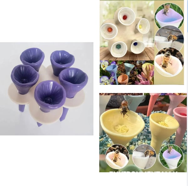 Resin Flower Bee drikkefontene (sett med 2) Purple