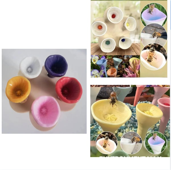 Resin Flower Bee drikkefontene (sett med 2) MultiColor