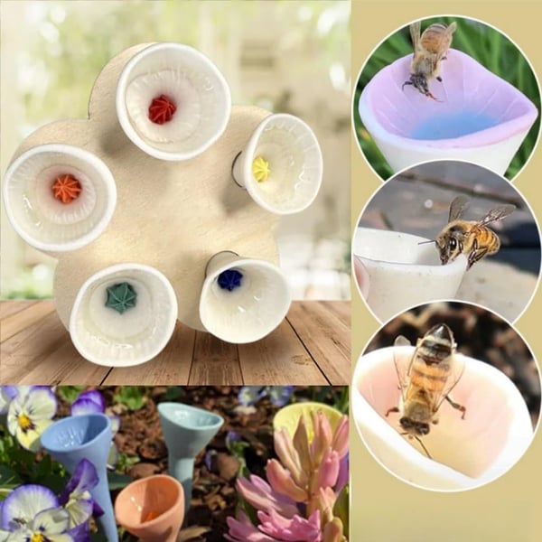 Resin Flower Bee drikkefontene (sett med 2) MultiColor