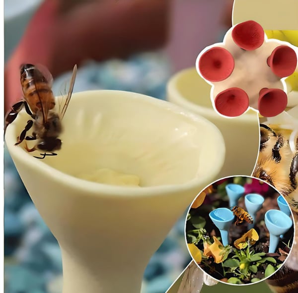 Resin Flower Bee drikkefontene (sett med 2) MultiColor