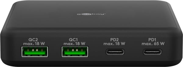 USB-C™ PD GaN-moniporttilaturi (65 W) musta