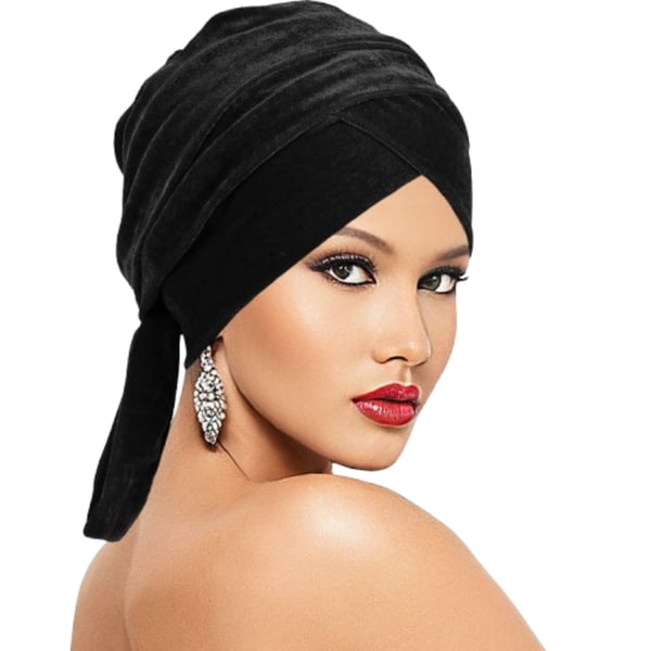 Sammets Turban Hatt | Snygg Hårdekoration Black