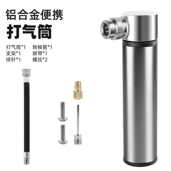 Mini cykelpumpe i aluminiumlegering Silver