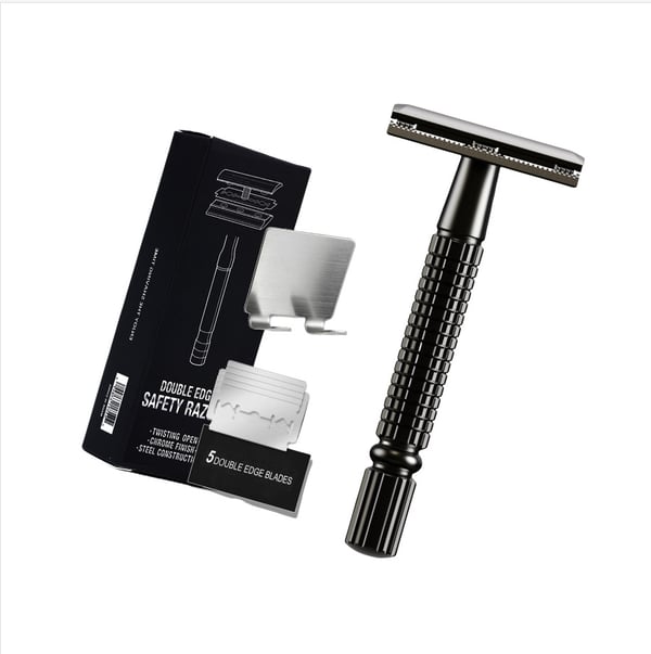 Ny manuell barberhøvel - dobbel egg for en glatt barbering Black