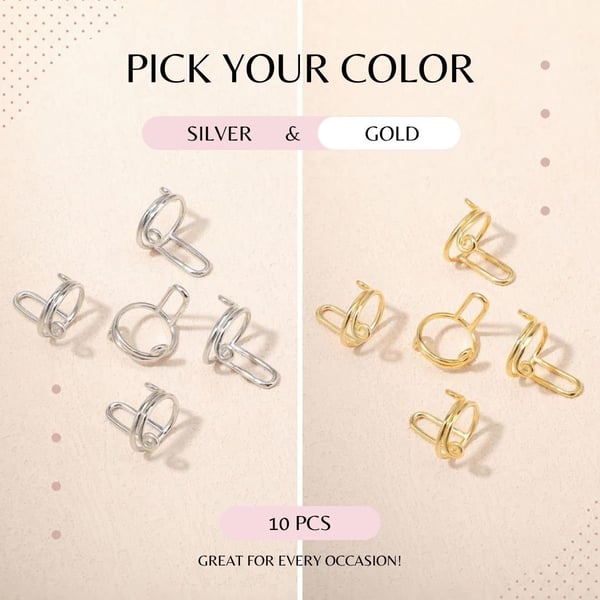 Avtakbare negleringer for akrylnegler, 10 stk. Gold