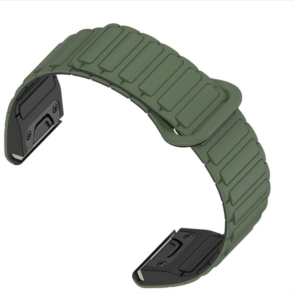 Silikone rem til Garmin Fenix 8/7X/Epix med hurtigudløser og magnetisk lukning Green 22 mm