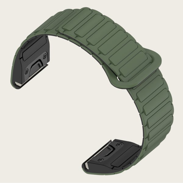 Silikone rem til Garmin Fenix 8/7X/Epix med hurtigudløser og magnetisk lukning Green 22 mm