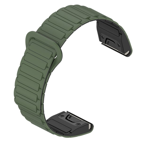 Silikone rem til Garmin Fenix 8/7X/Epix med hurtigudløser og magnetisk lukning Green 22 mm