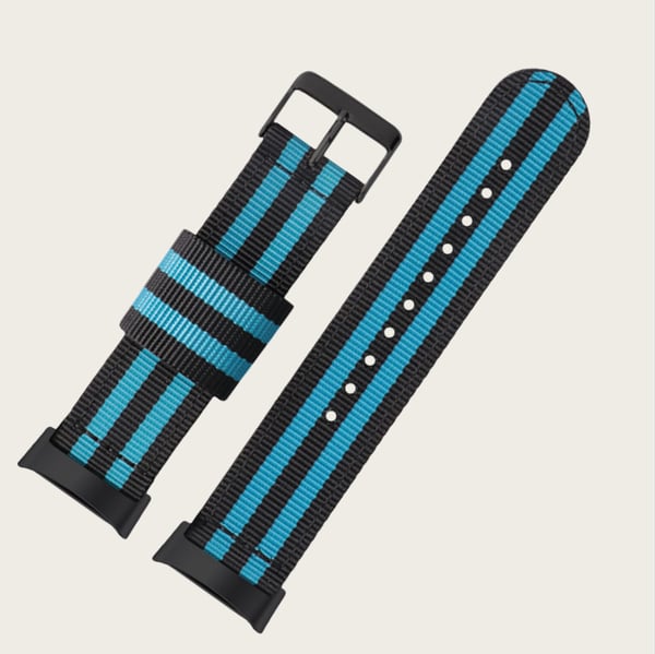 Nylon klokkereim til Fitbit Charge 5, pustende sport-erstatningsreim Blue+Black