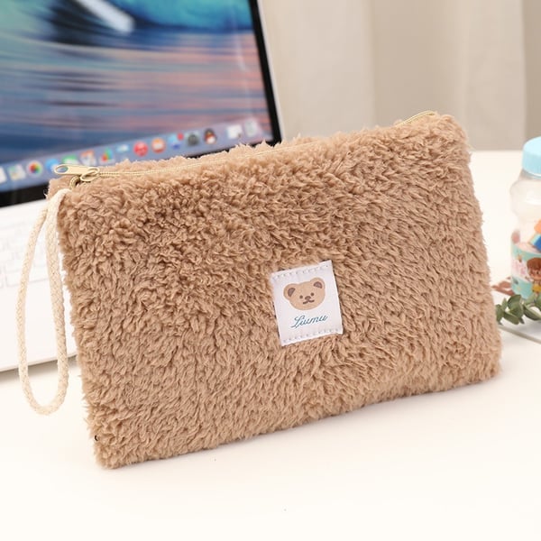 Kosmetikkveske med bamsedesign - Reiseveske for sminke Khaki