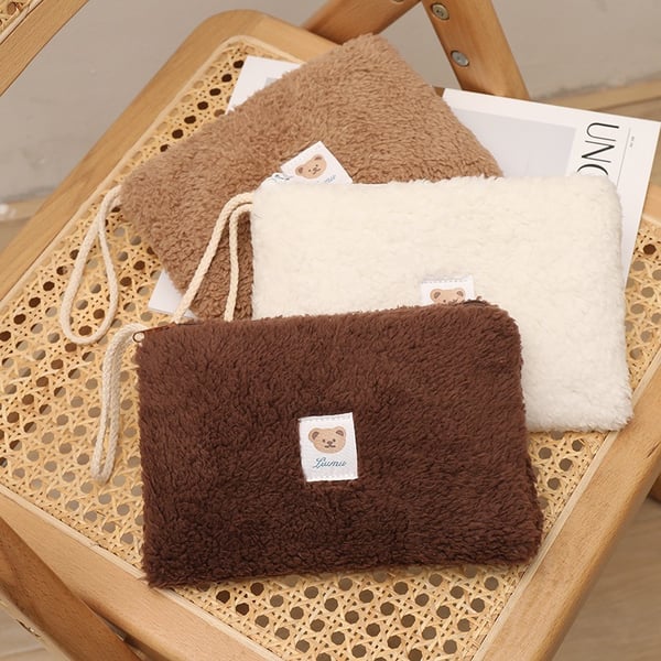 Kosmetikkveske med bamsedesign - Reiseveske for sminke Khaki